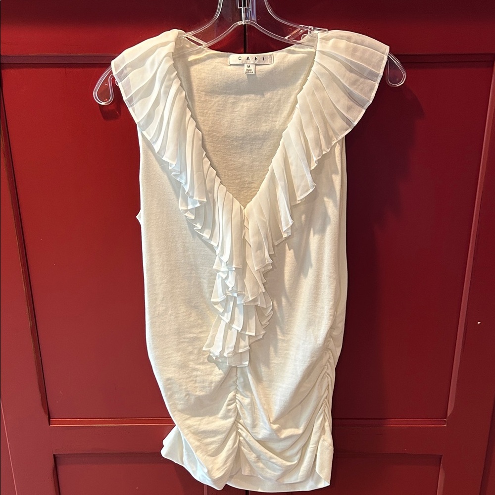 CAbi - White Knife Pleated Tank - Size M